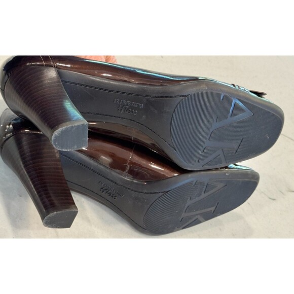ANNE KLEIN iflex AKPFENNIING BROWN PATENT LEATHER BLOCK HEEL SZ 8.5M - Picture 7 of 10